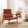 Modern Accent Chair with Solid Rubber Wood Upholstered Armchair