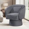 Swivel Accent Chair Upholstered Barrel Chair with Curved Back and Removable Lumbar Pillow