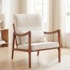 Modern Accent Chair with Solid Rubber Wood Upholstered Armchair